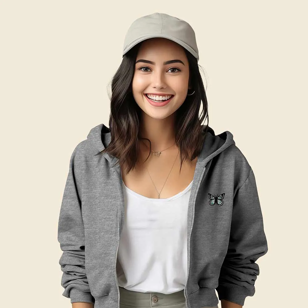 Dalix Butterfly Cropped Zip Hoodie