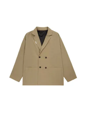 Double-Breasted Oversized Blazer in Khaki Color