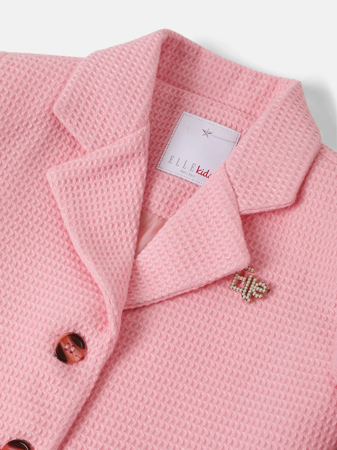 Elle Girls Solid Notched Lapel Full Sleeves Blazer