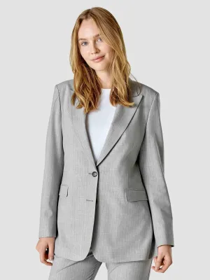 Essential Blazer Light Grey Pinstriped