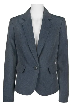 Evan Picone Notched Collar Button Long Sleeve Twill Blazer