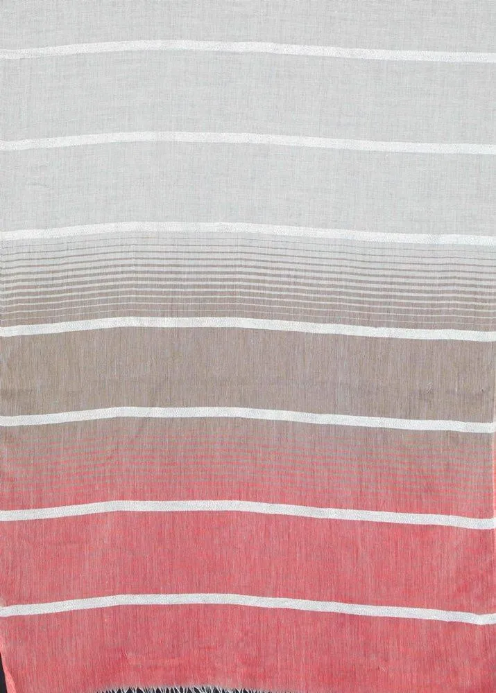 FabSeasons Striped super soft Red Brown Cotton Scarf