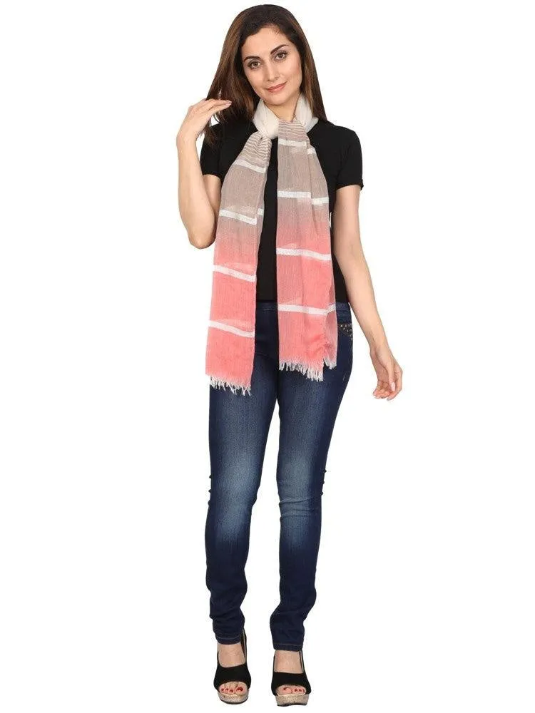 FabSeasons Striped super soft Red Brown Cotton Scarf