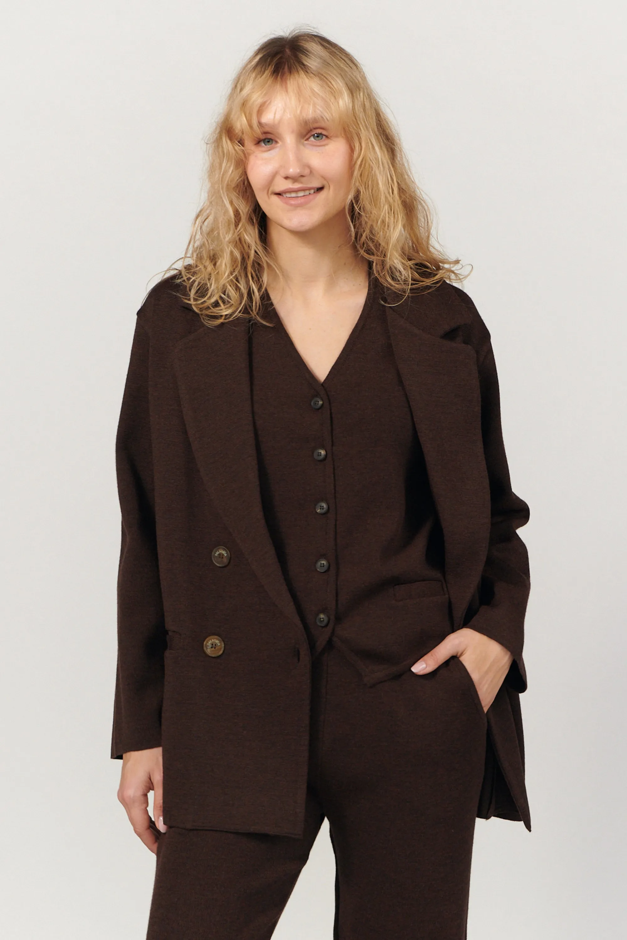 Forza Knitted 100% Merino Blazer Chocolate