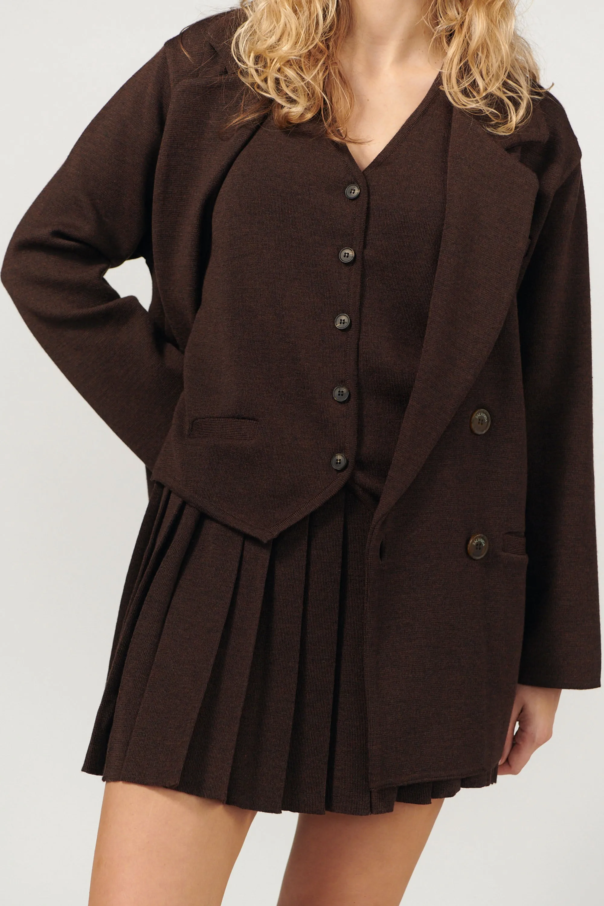 Forza Knitted 100% Merino Blazer Chocolate