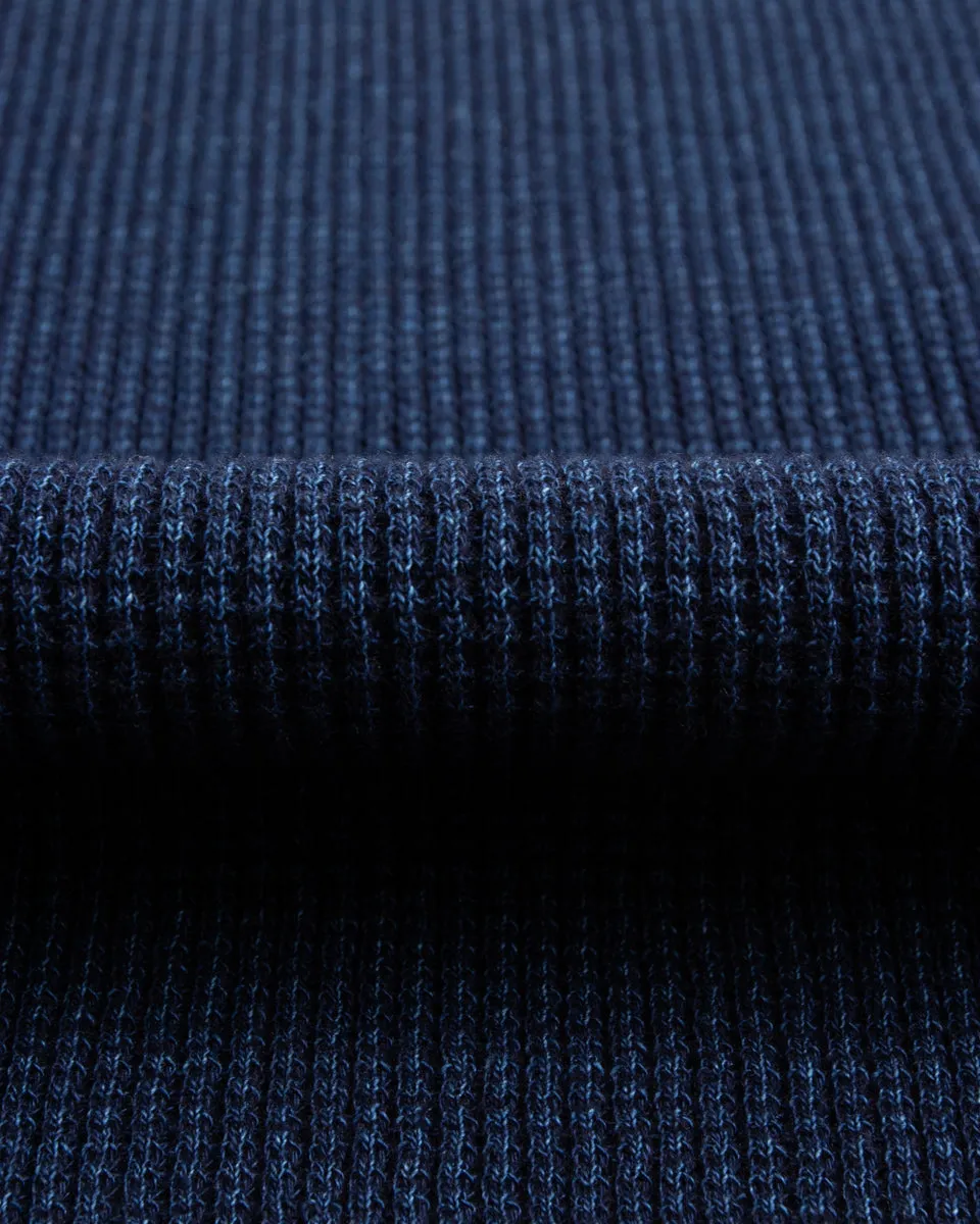 Four Needle Waffle Long Sleeve T-Shirt - Indigo