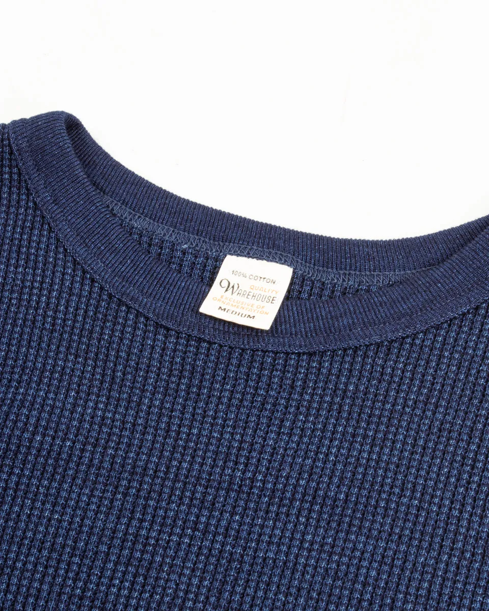 Four Needle Waffle Long Sleeve T-Shirt - Indigo