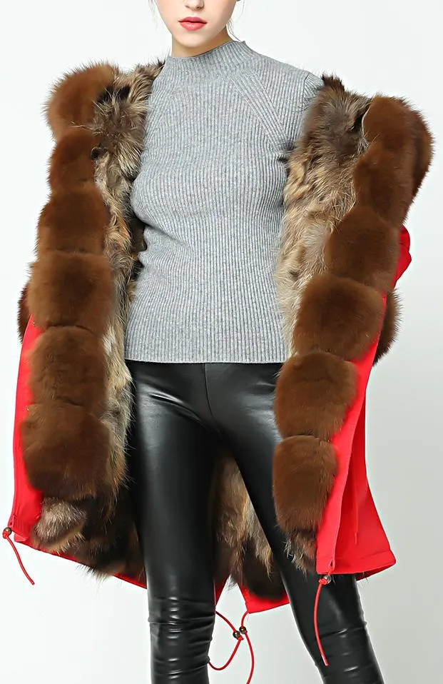 Fur-Lined, Hooded & Trimmed Parka Coat - Various Colors to choose from