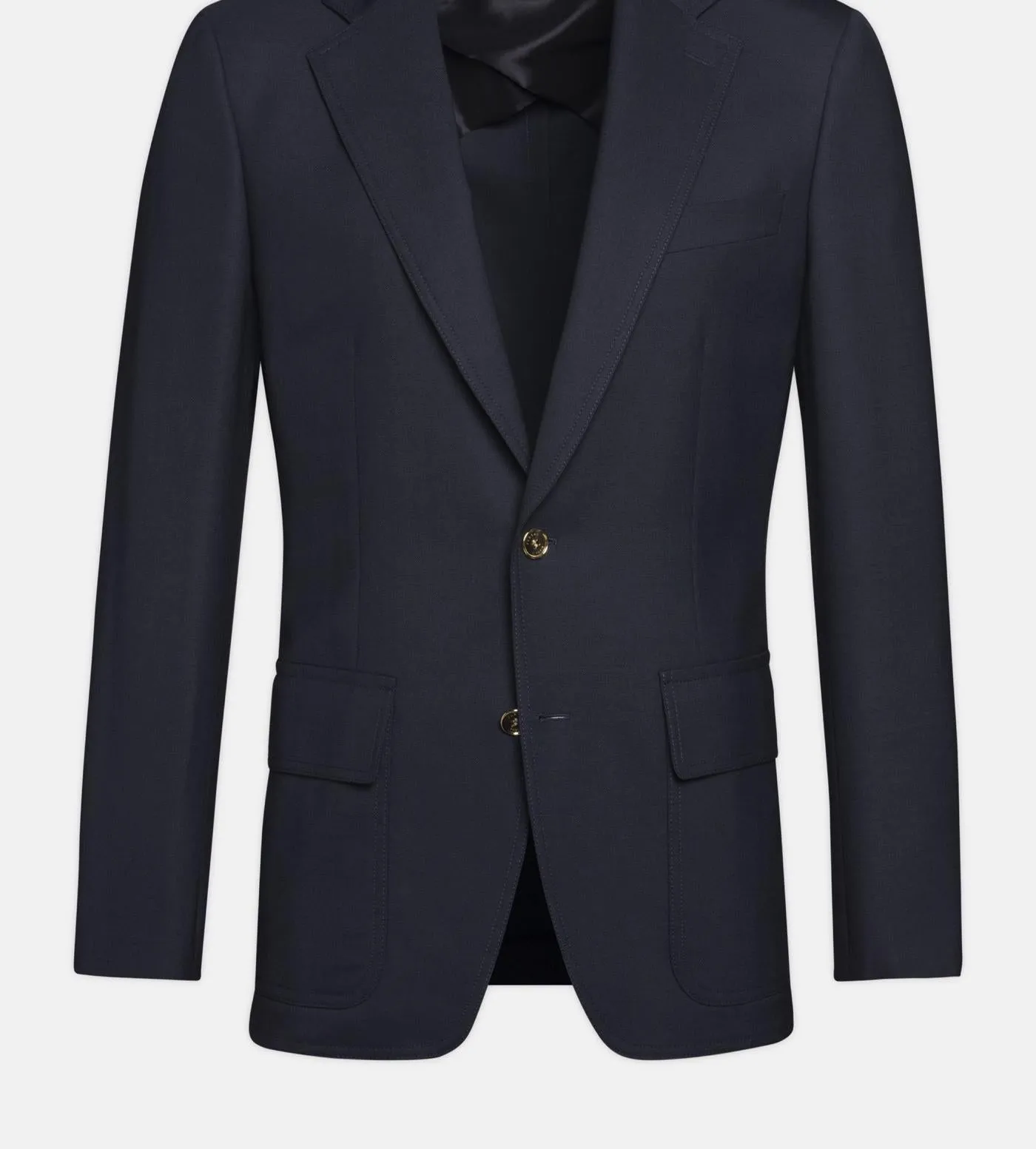 Fursac - Blazer En Toile De Laine Bleu Marine