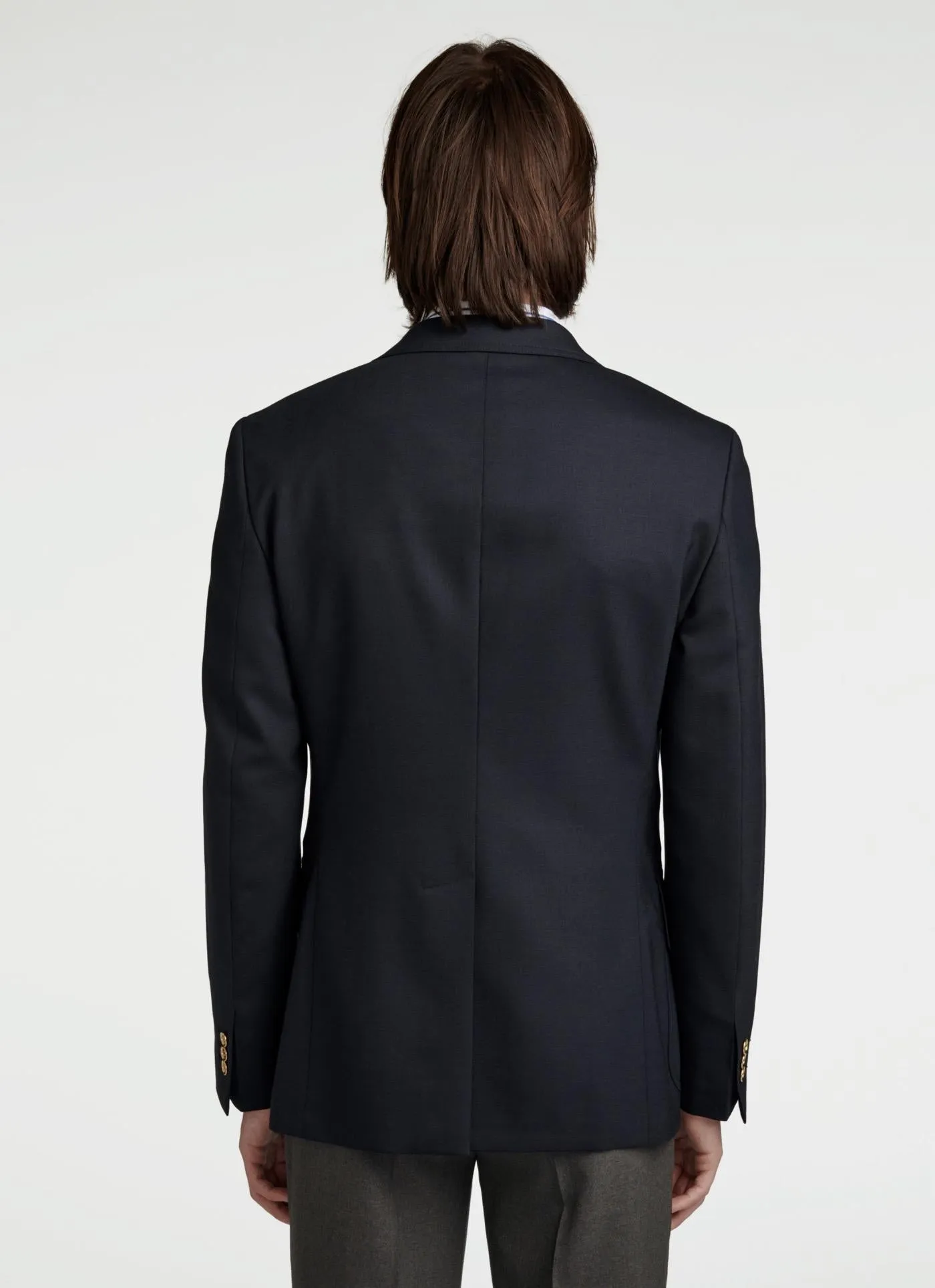 Fursac - Blazer En Toile De Laine Bleu Marine