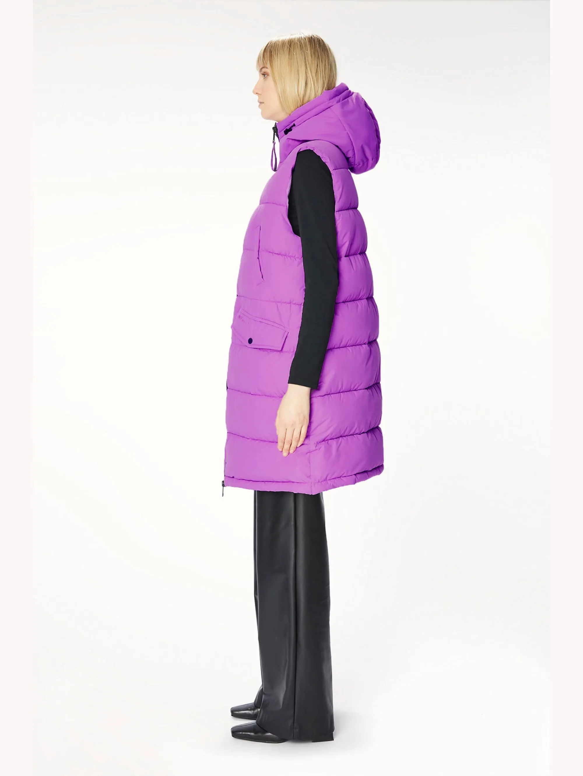 Gilet Imbottito con Cappuccio Orchidea