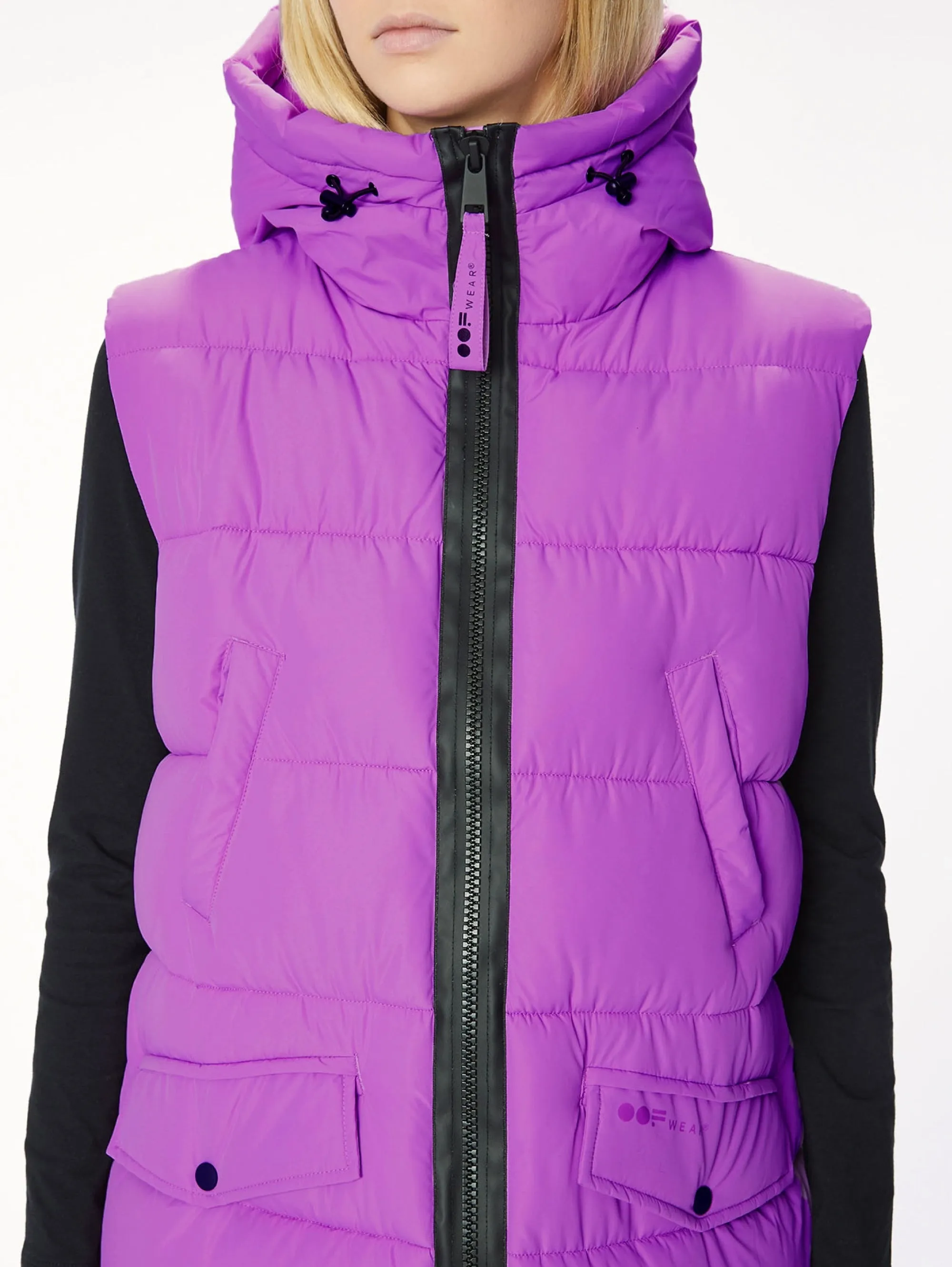 Gilet Imbottito con Cappuccio Orchidea