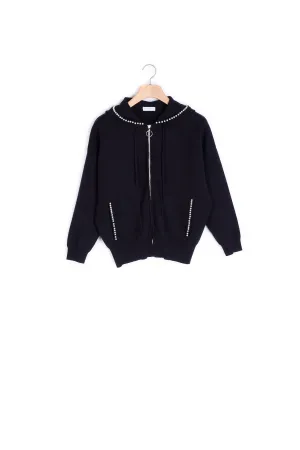Gilet zippé orné de perles