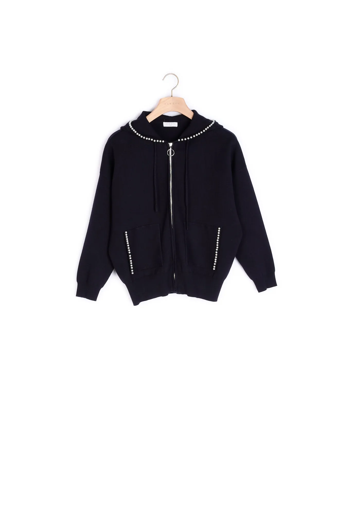 Gilet zippé orné de perles
