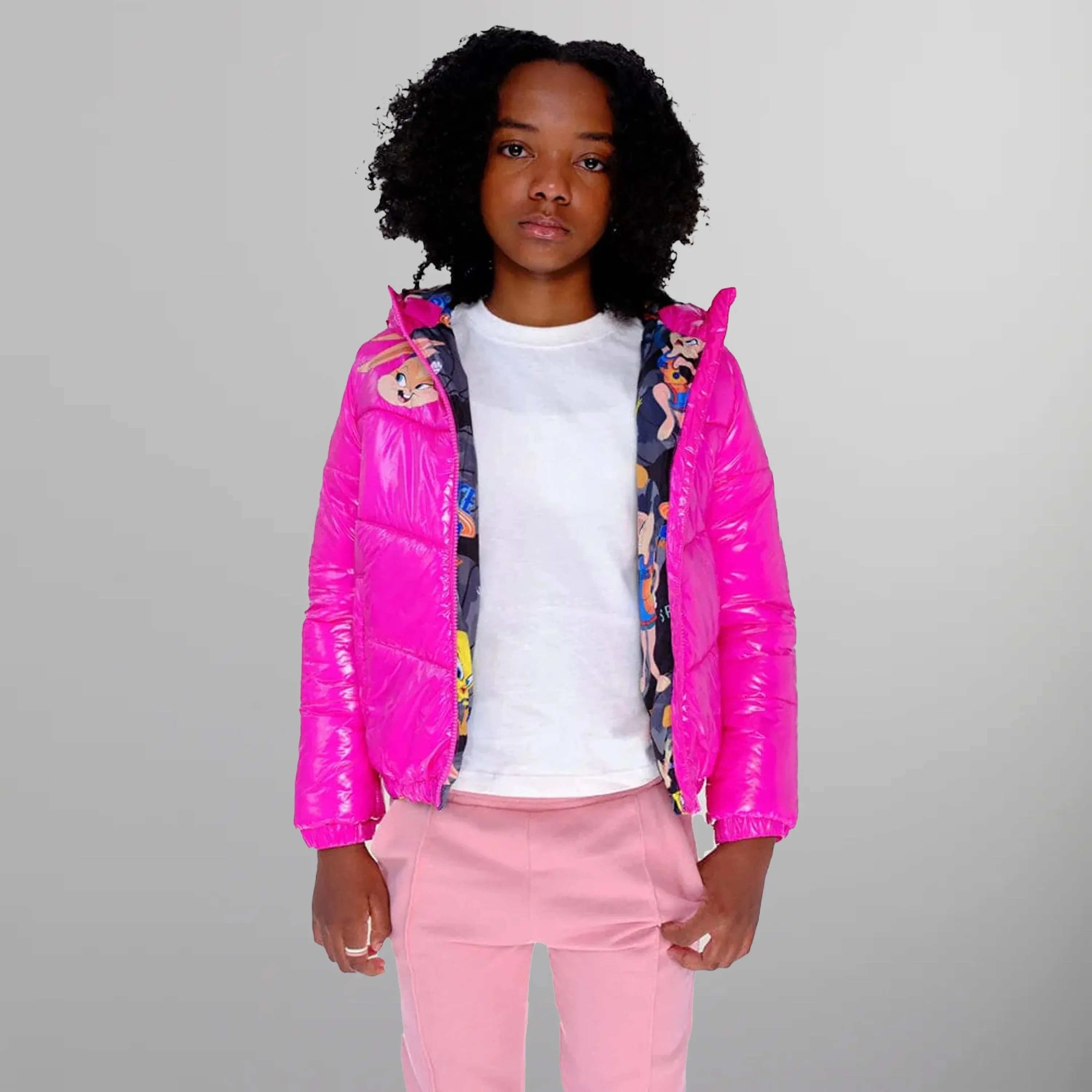 Girl's Cire Puffer with Mash Print Lining Jacket - FINAL SALE