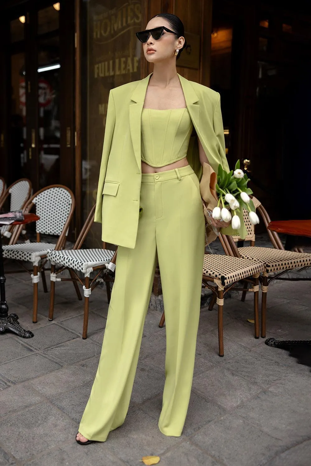 Grainne Straight Notch Lapel Polycotton Blazer
