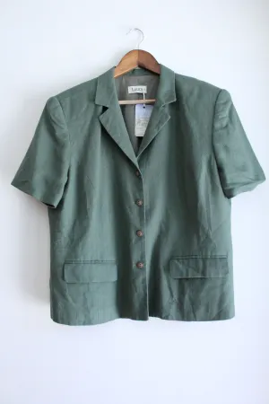 Green Linen Shortsleeve Blazer Top