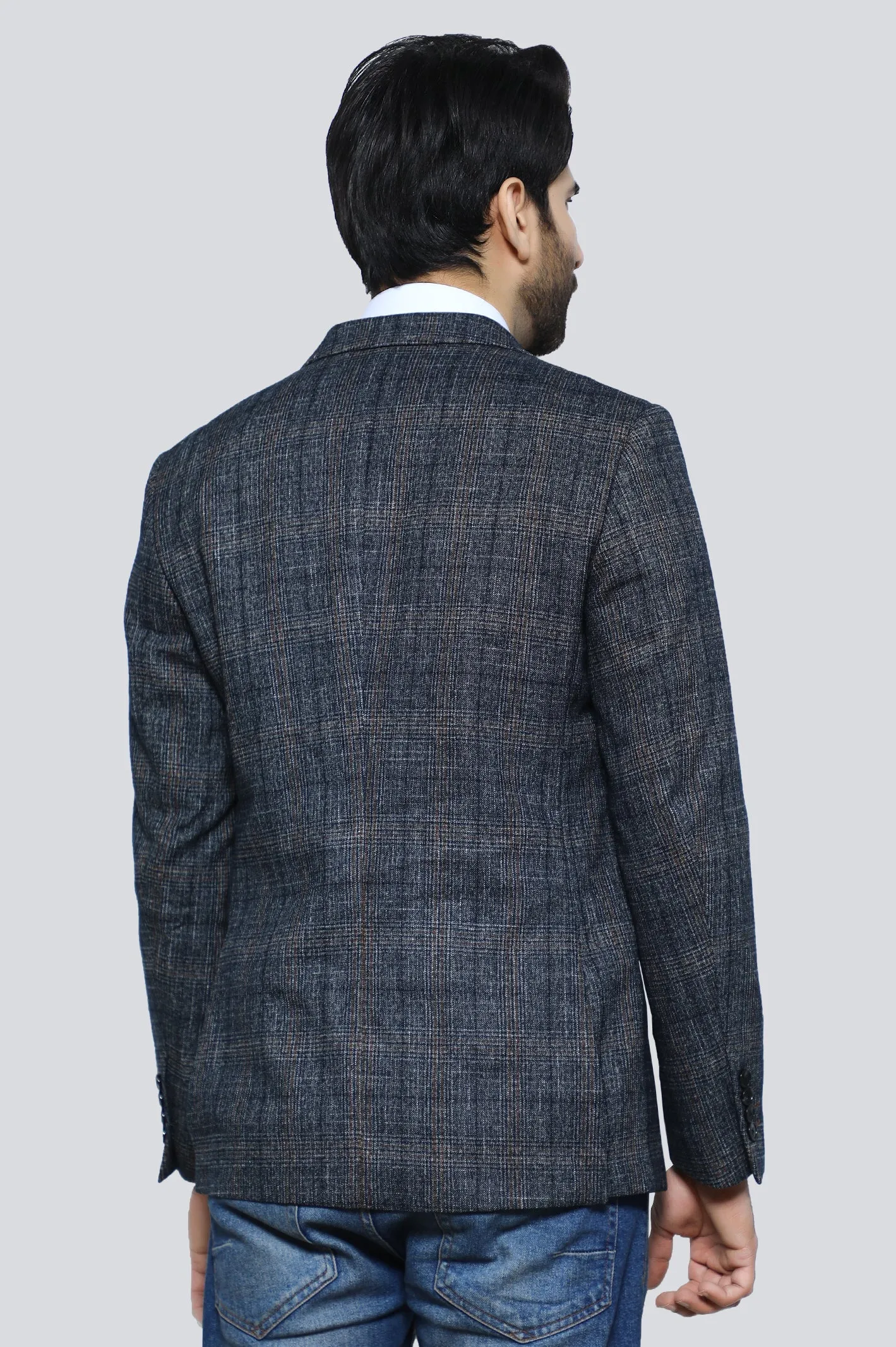 Grey Check Blazer for Men's