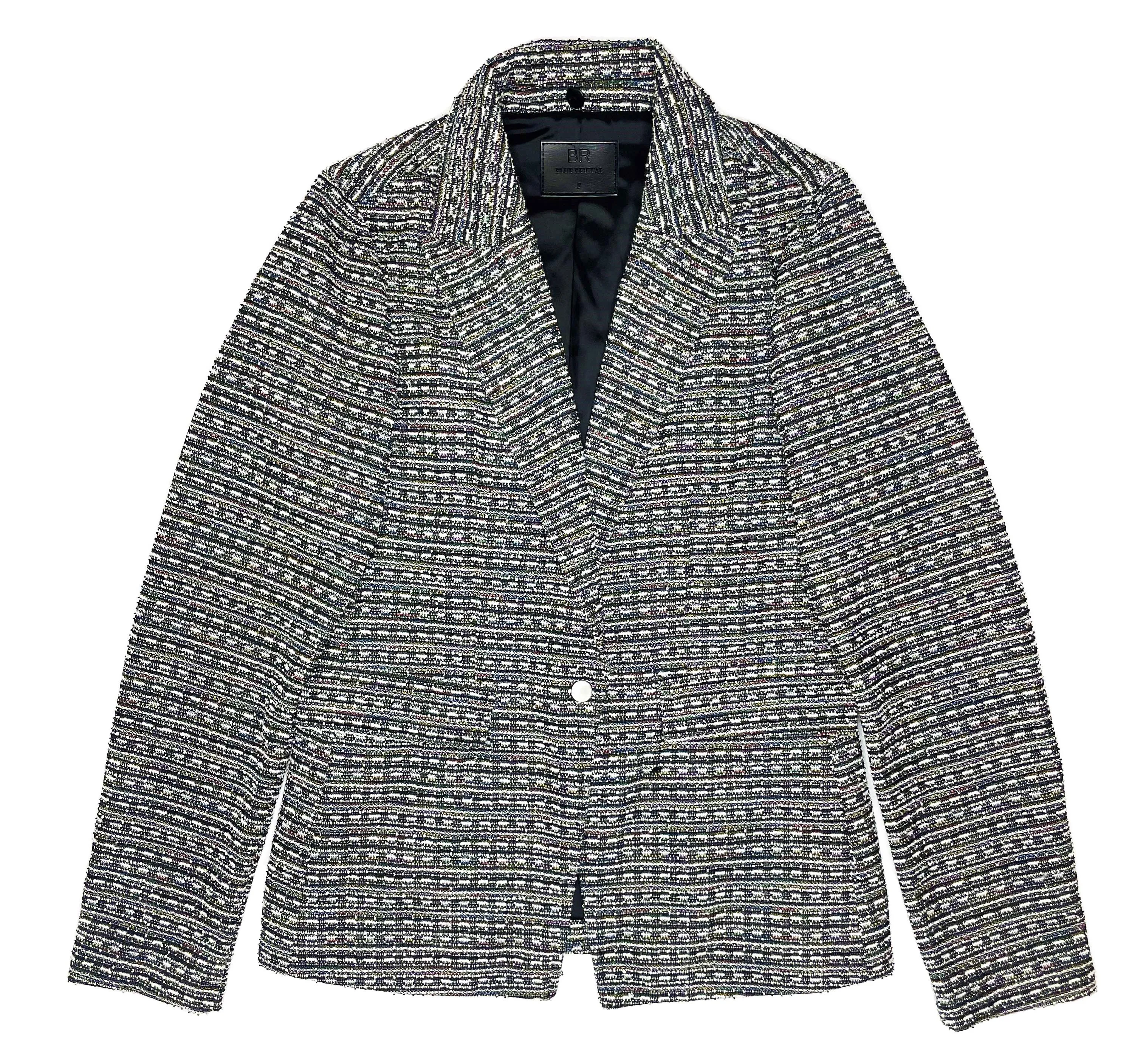 Helen Black & Rainbow Tweed Blazer With Removable Denim Insert