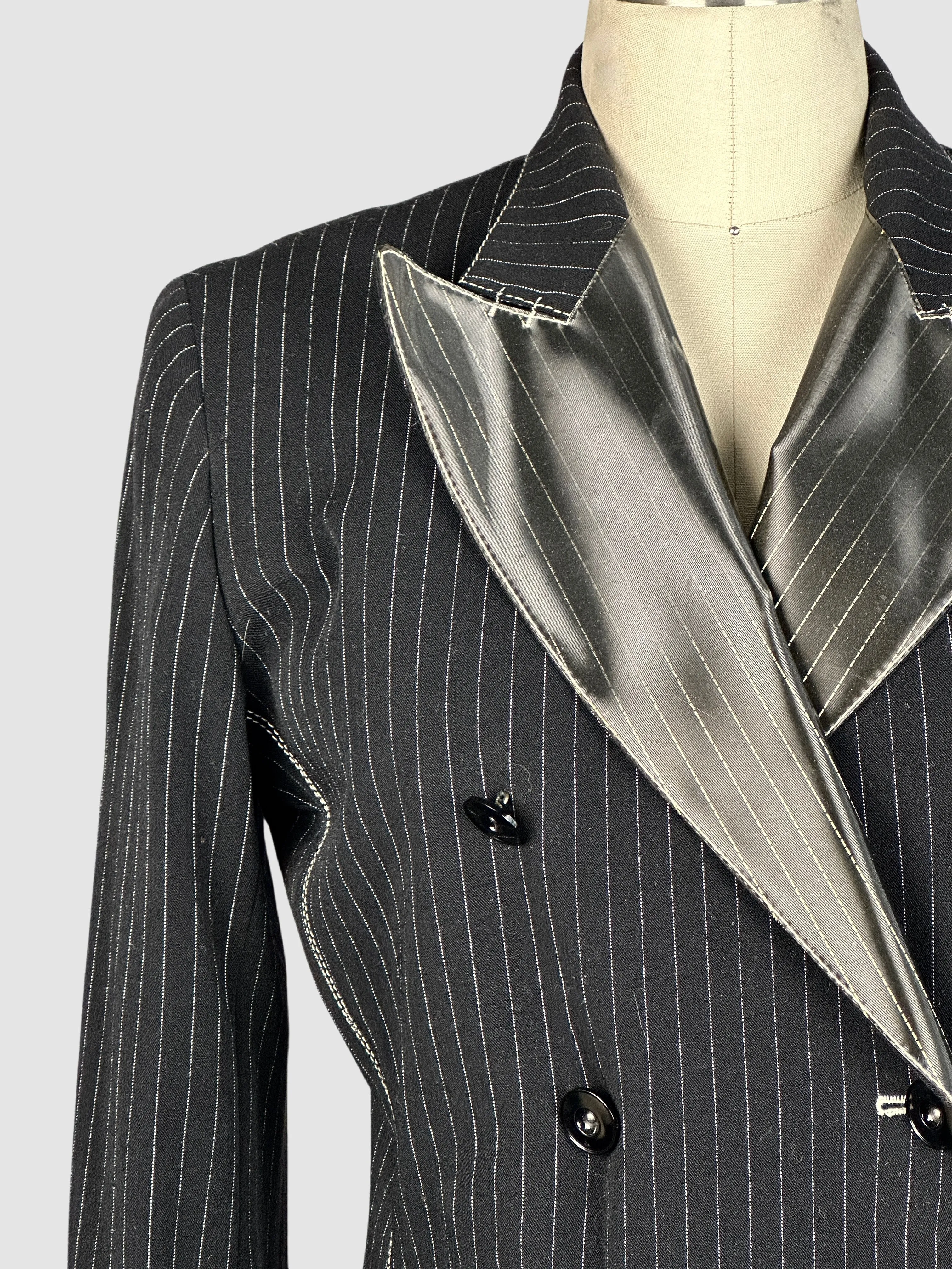 JEAN PAUL GAULTIER Femme 90s Black Pinstripe Blazer • Small