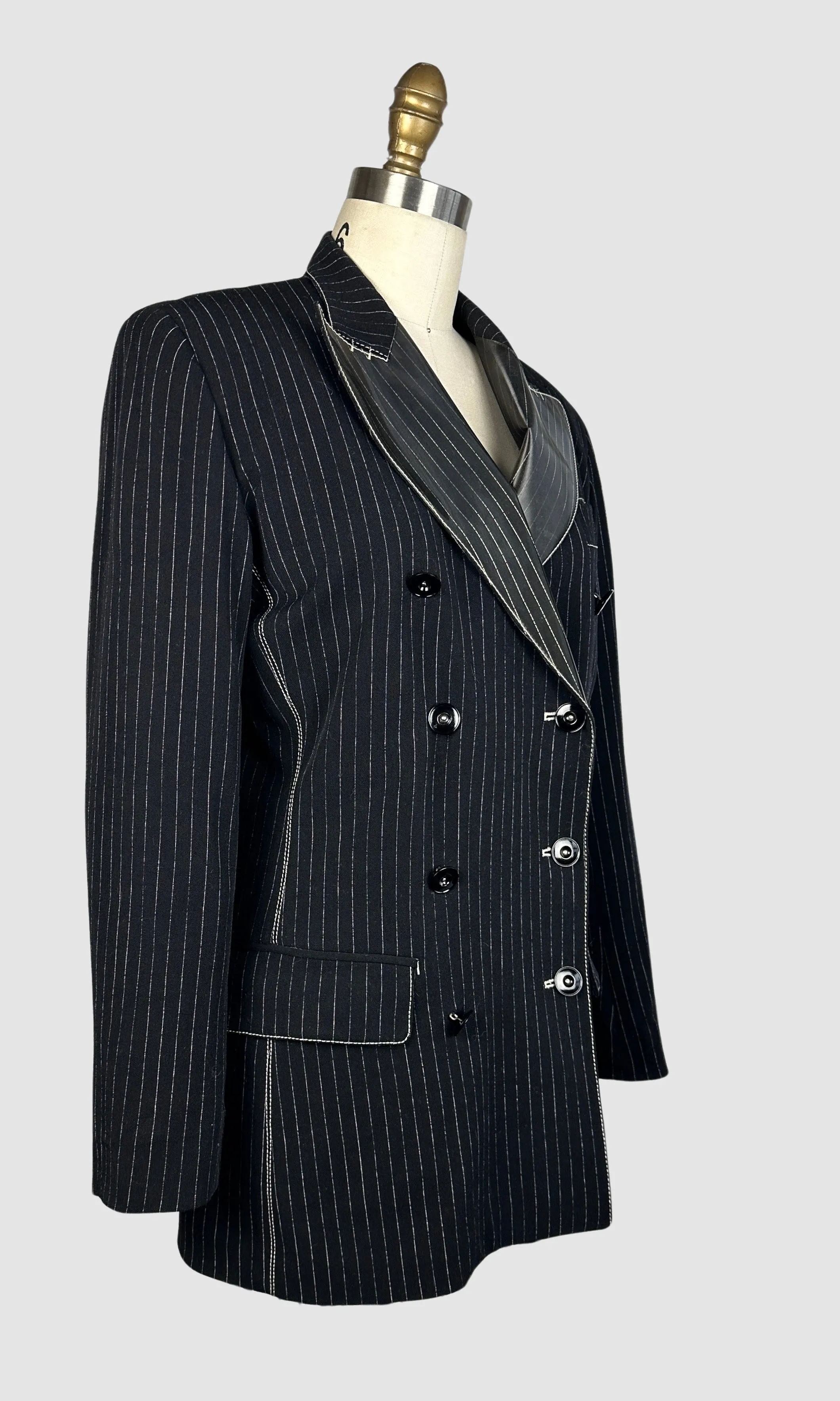 JEAN PAUL GAULTIER Femme 90s Black Pinstripe Blazer • Small