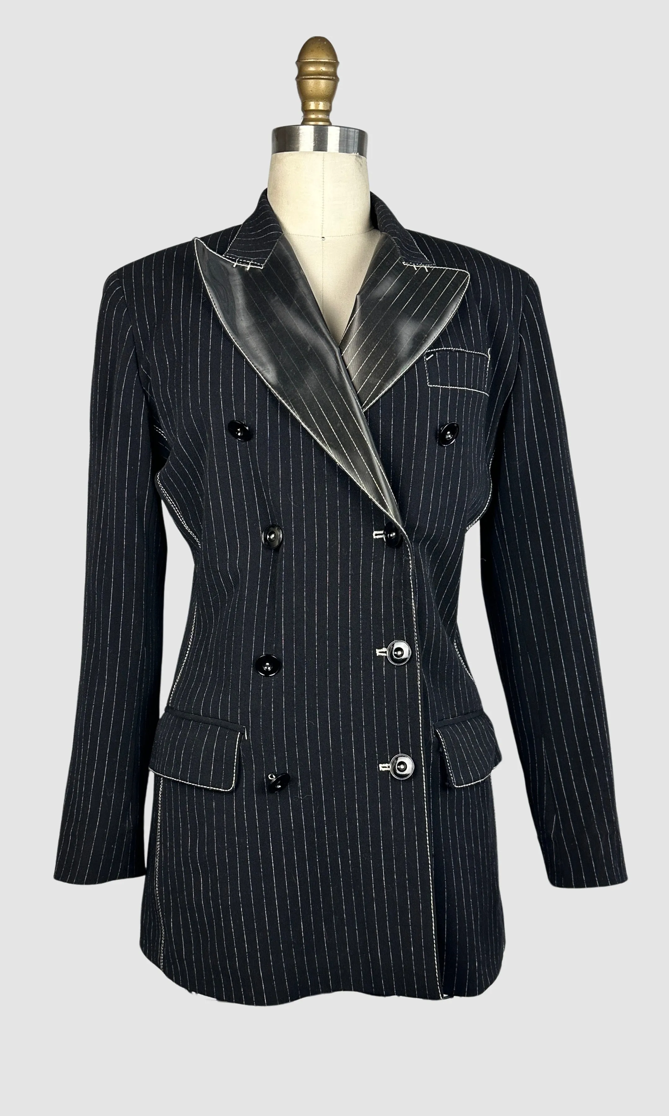 JEAN PAUL GAULTIER Femme 90s Black Pinstripe Blazer • Small
