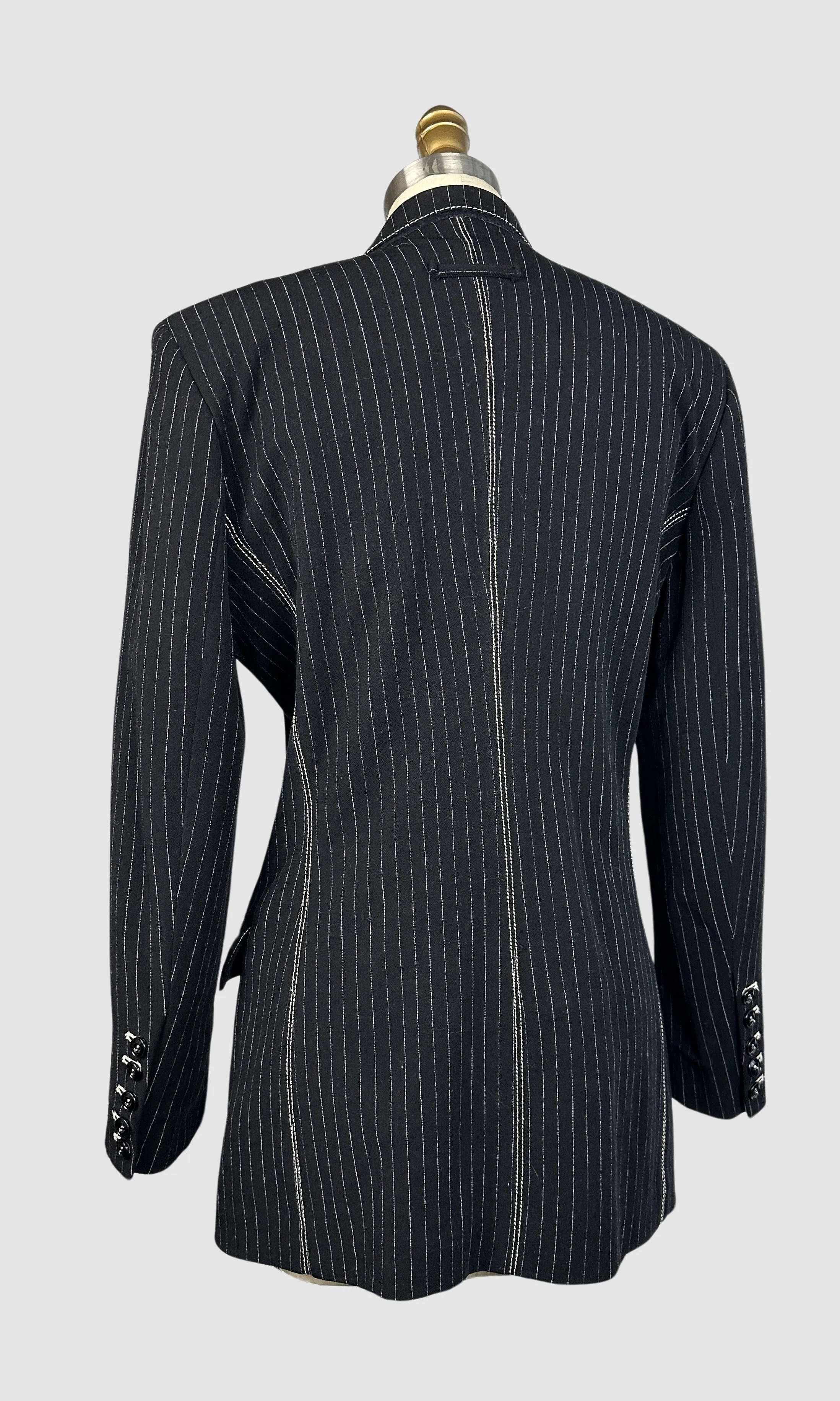 JEAN PAUL GAULTIER Femme 90s Black Pinstripe Blazer • Small