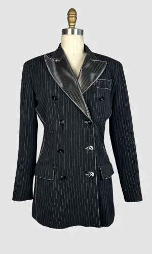 JEAN PAUL GAULTIER Femme 90s Black Pinstripe Blazer • Small