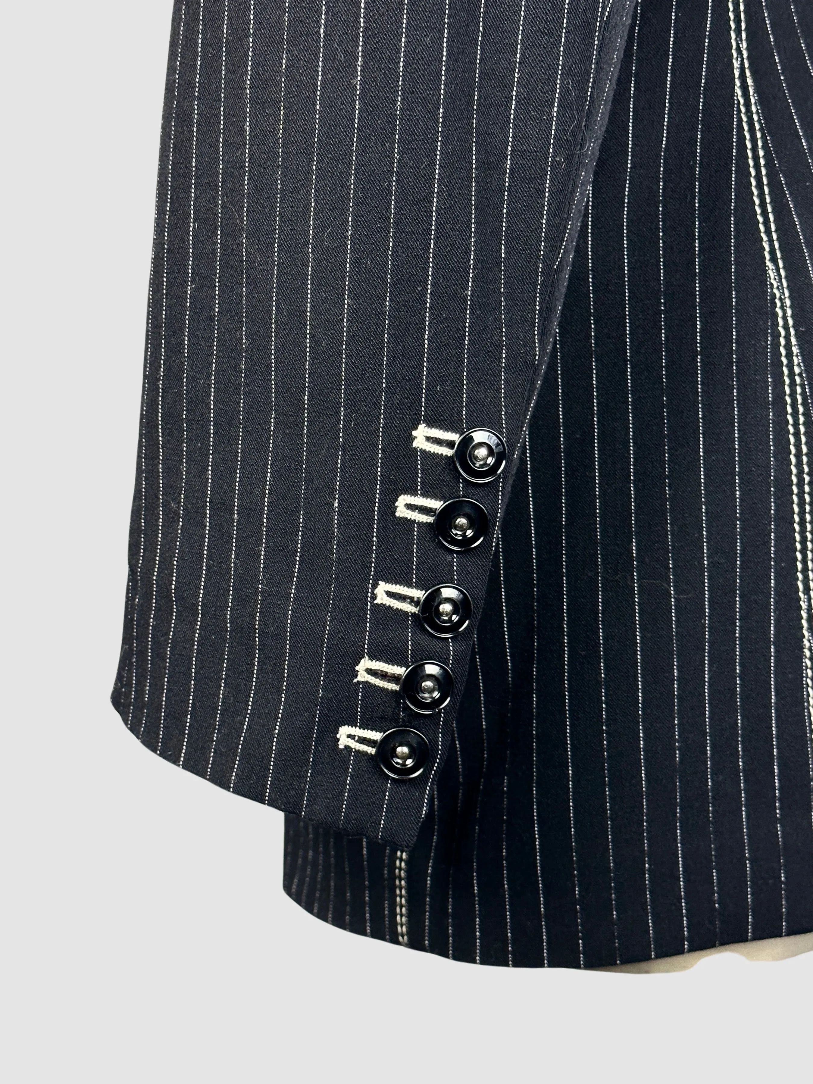 JEAN PAUL GAULTIER Femme 90s Black Pinstripe Blazer • Small