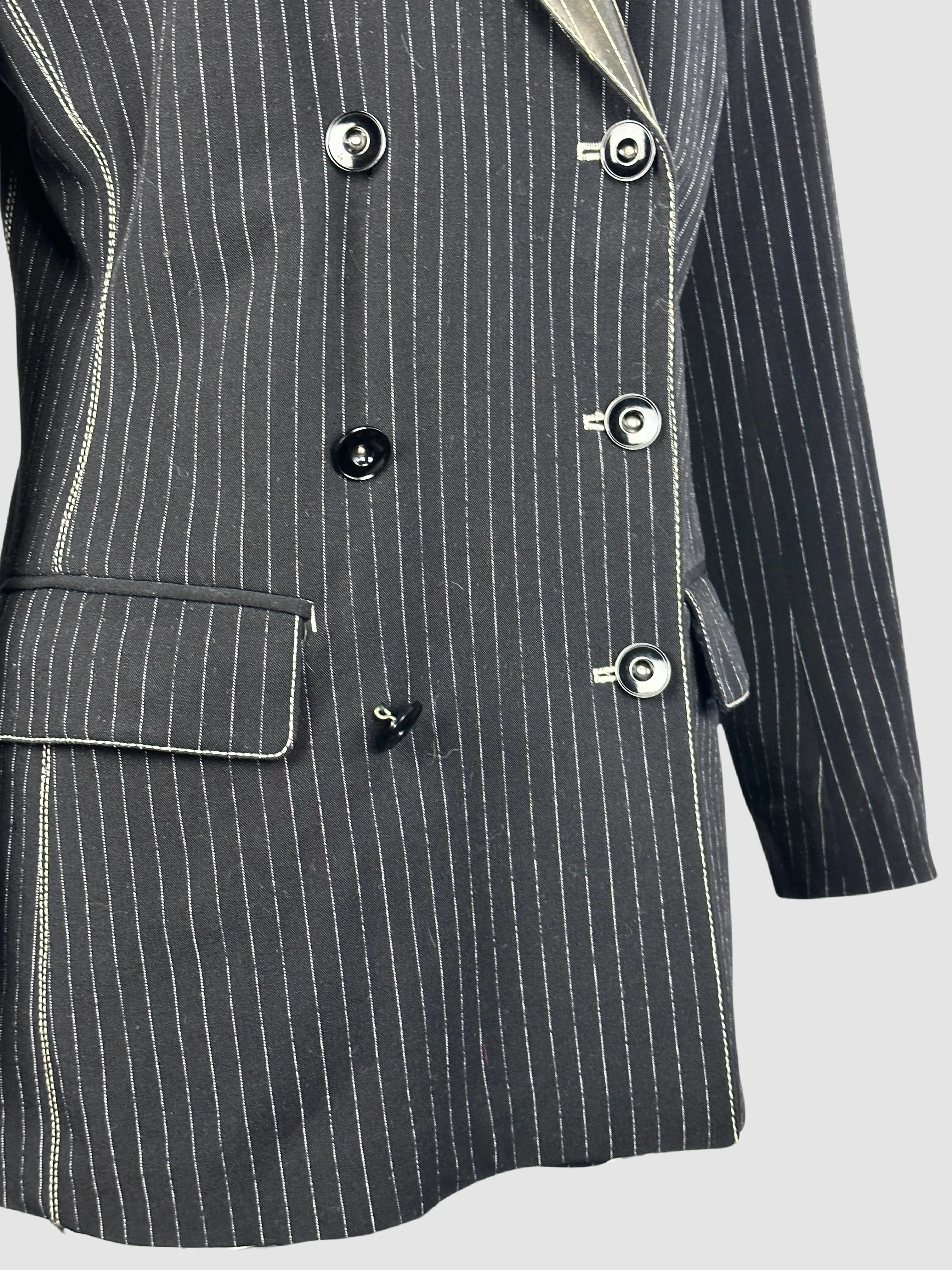 JEAN PAUL GAULTIER Femme 90s Black Pinstripe Blazer • Small