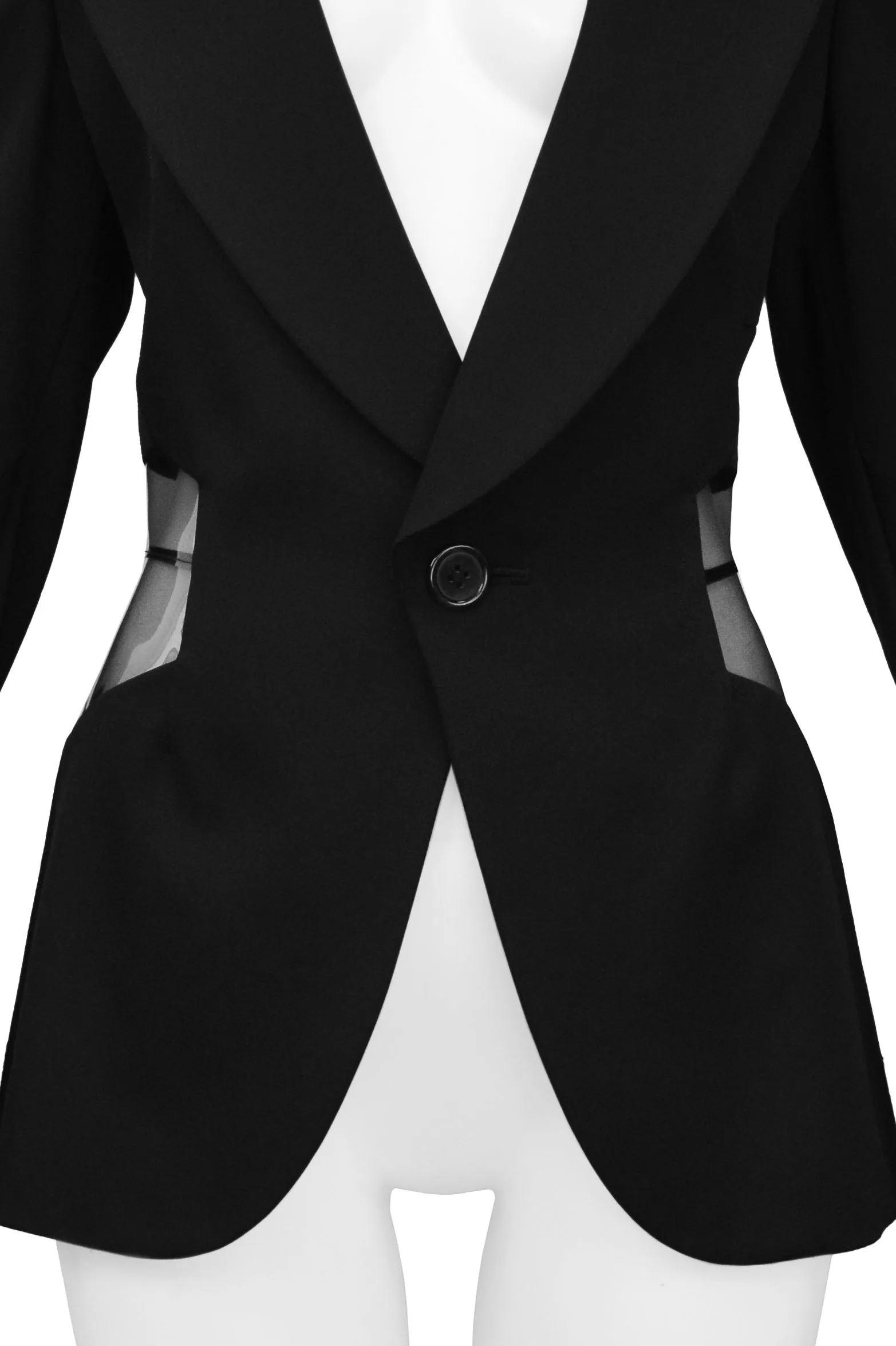 JUNYA WATANABE BLACK BLAZER WITH VINYL INSETS 2005