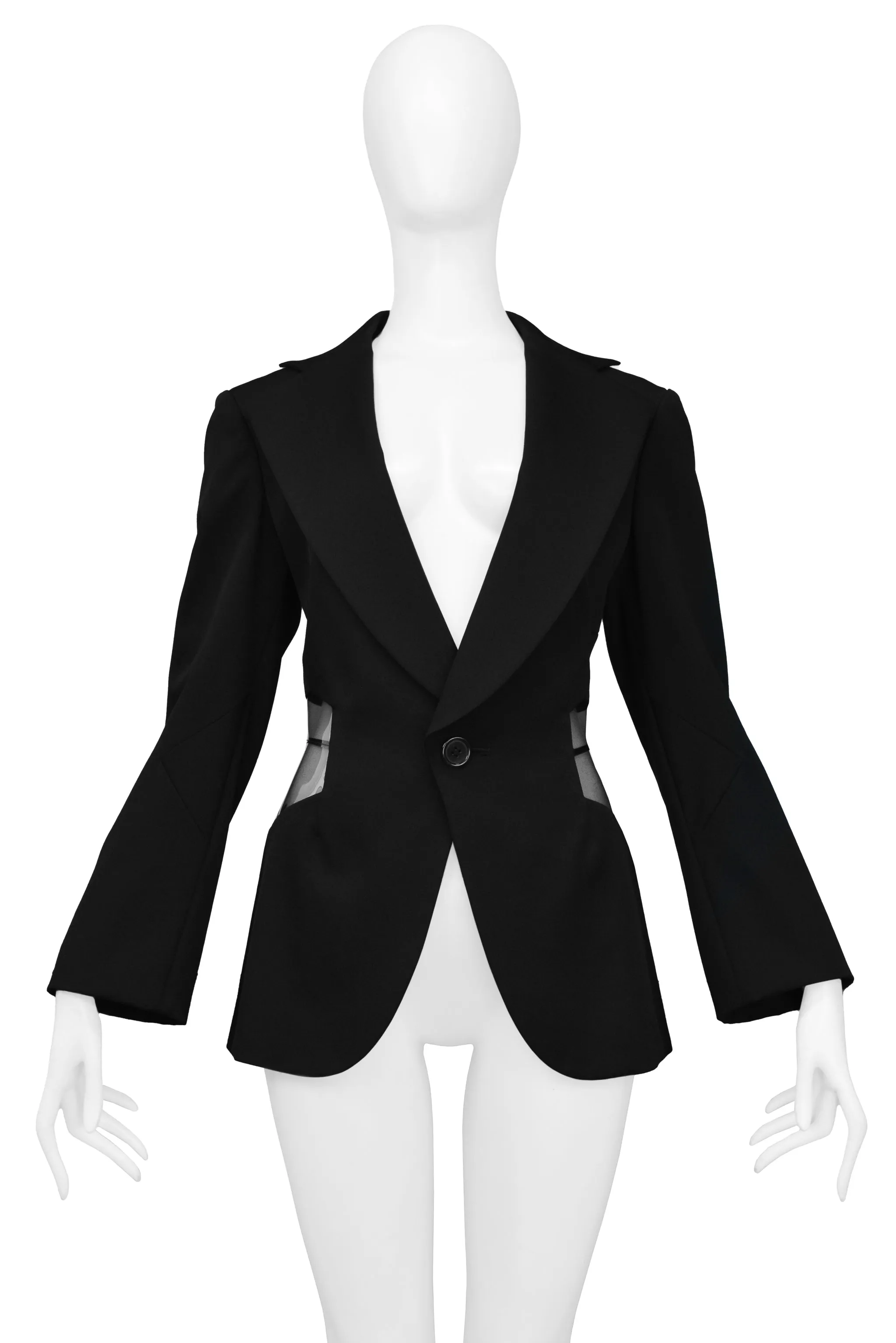 JUNYA WATANABE BLACK BLAZER WITH VINYL INSETS 2005