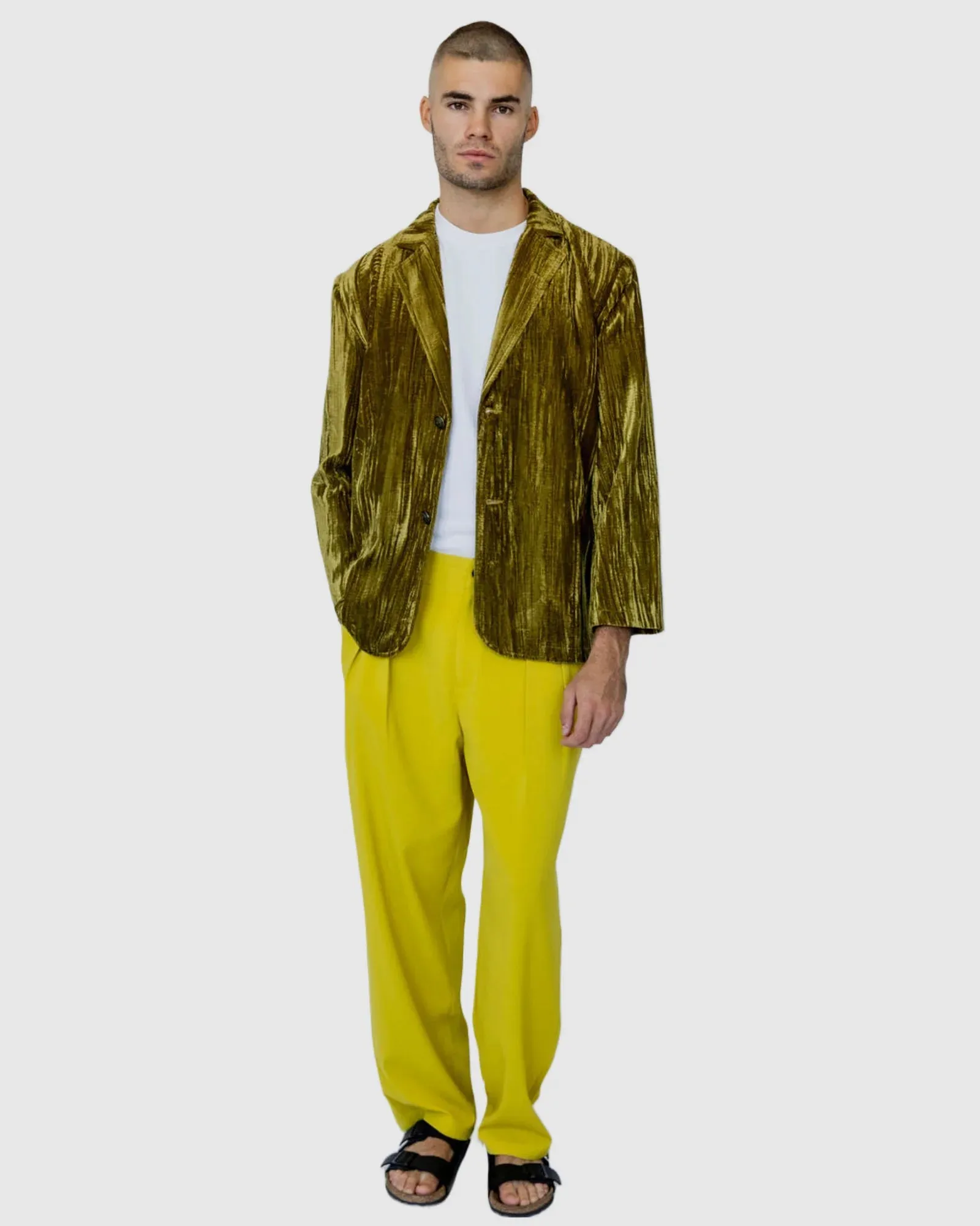 Justin Cassin Terrance Suede Blazer in Gold Color