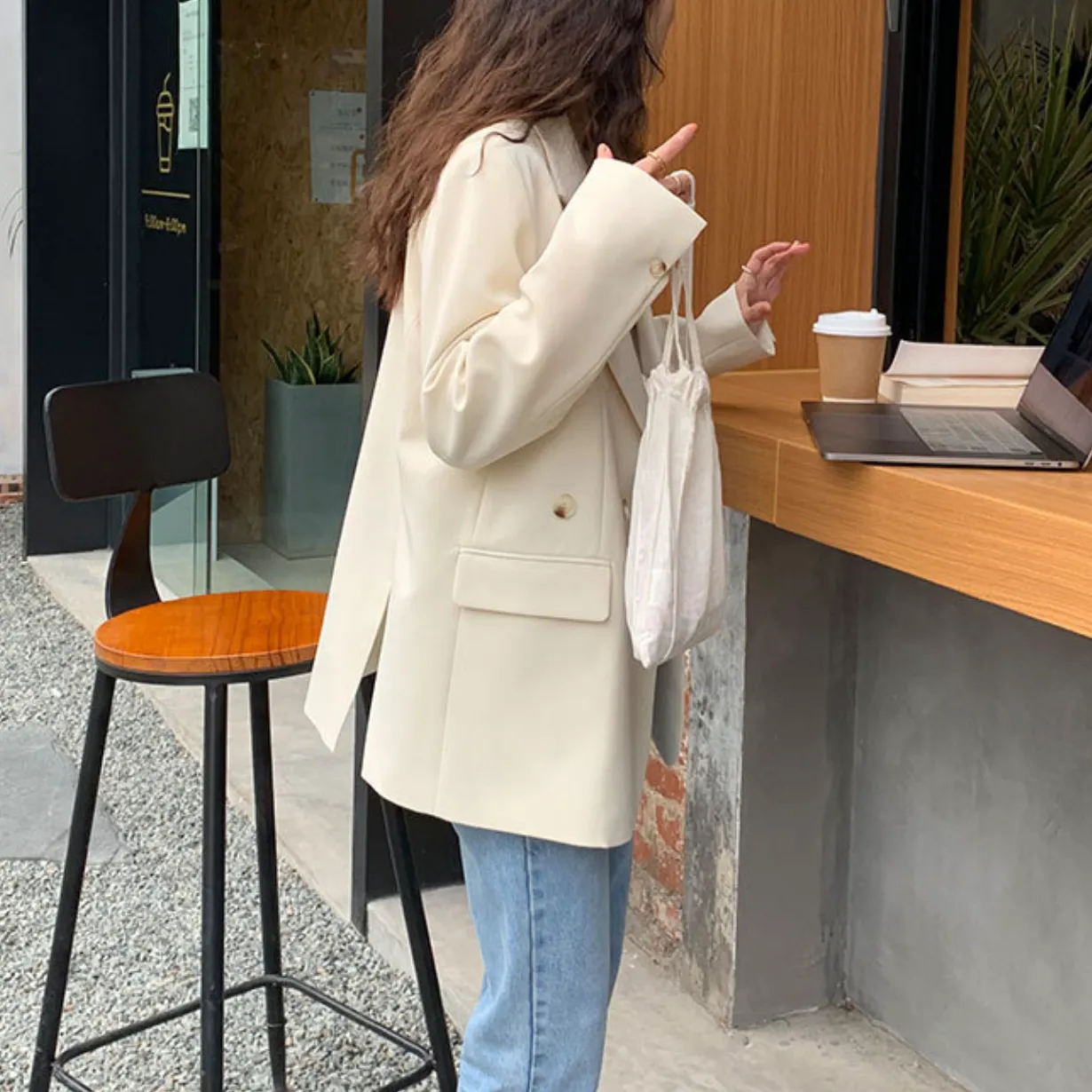 [Korean Style] High Quality Loose Fit Solid Color Blazer w/ 2 Back Slits