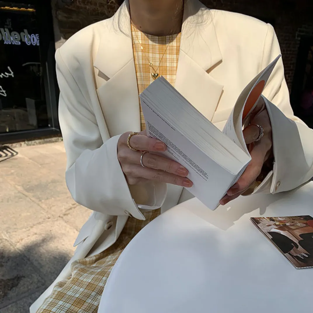 [Korean Style] High Quality Loose Fit Solid Color Blazer w/ 2 Back Slits