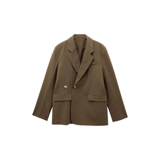 [Korean Style] High Quality Loose Fit Solid Color Blazer w/ 2 Back Slits