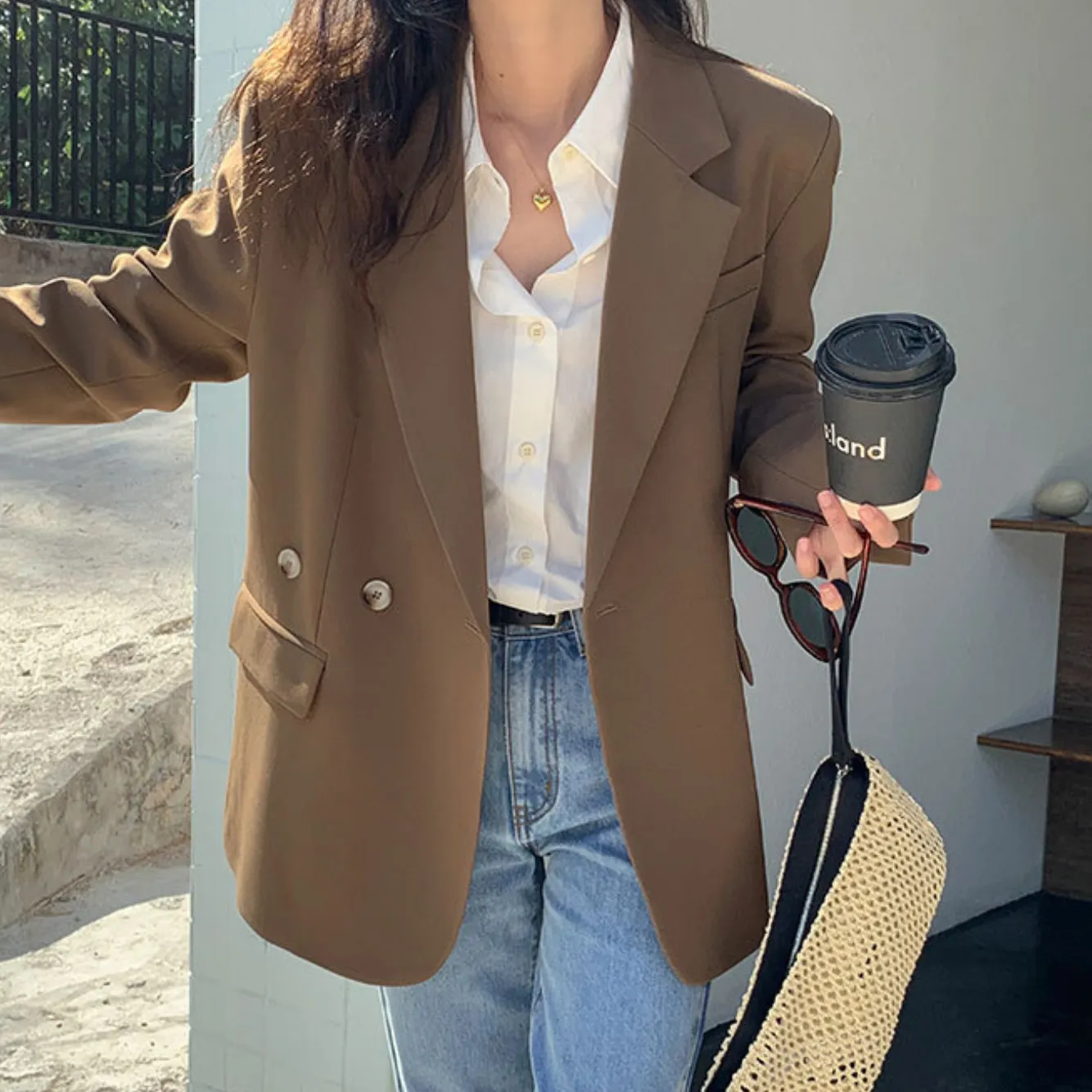 [Korean Style] High Quality Loose Fit Solid Color Blazer w/ 2 Back Slits