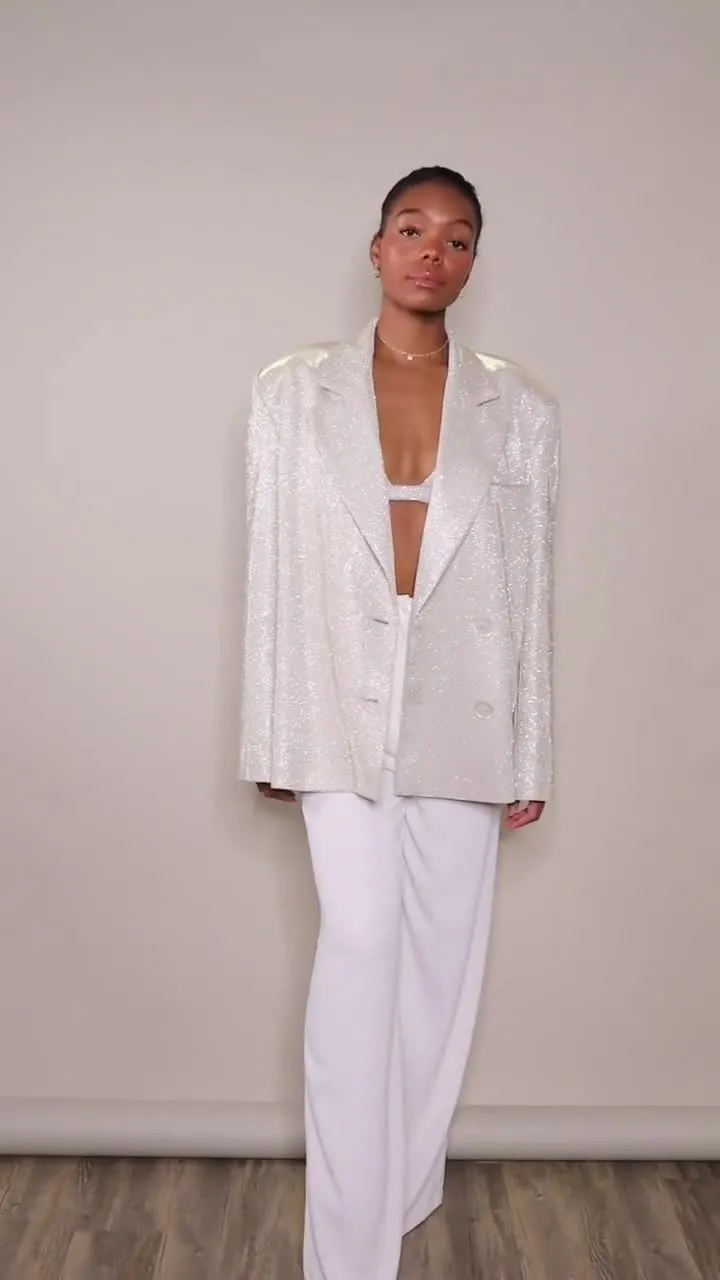 Ladies glitter Paloma blazer trouser set night out outfit