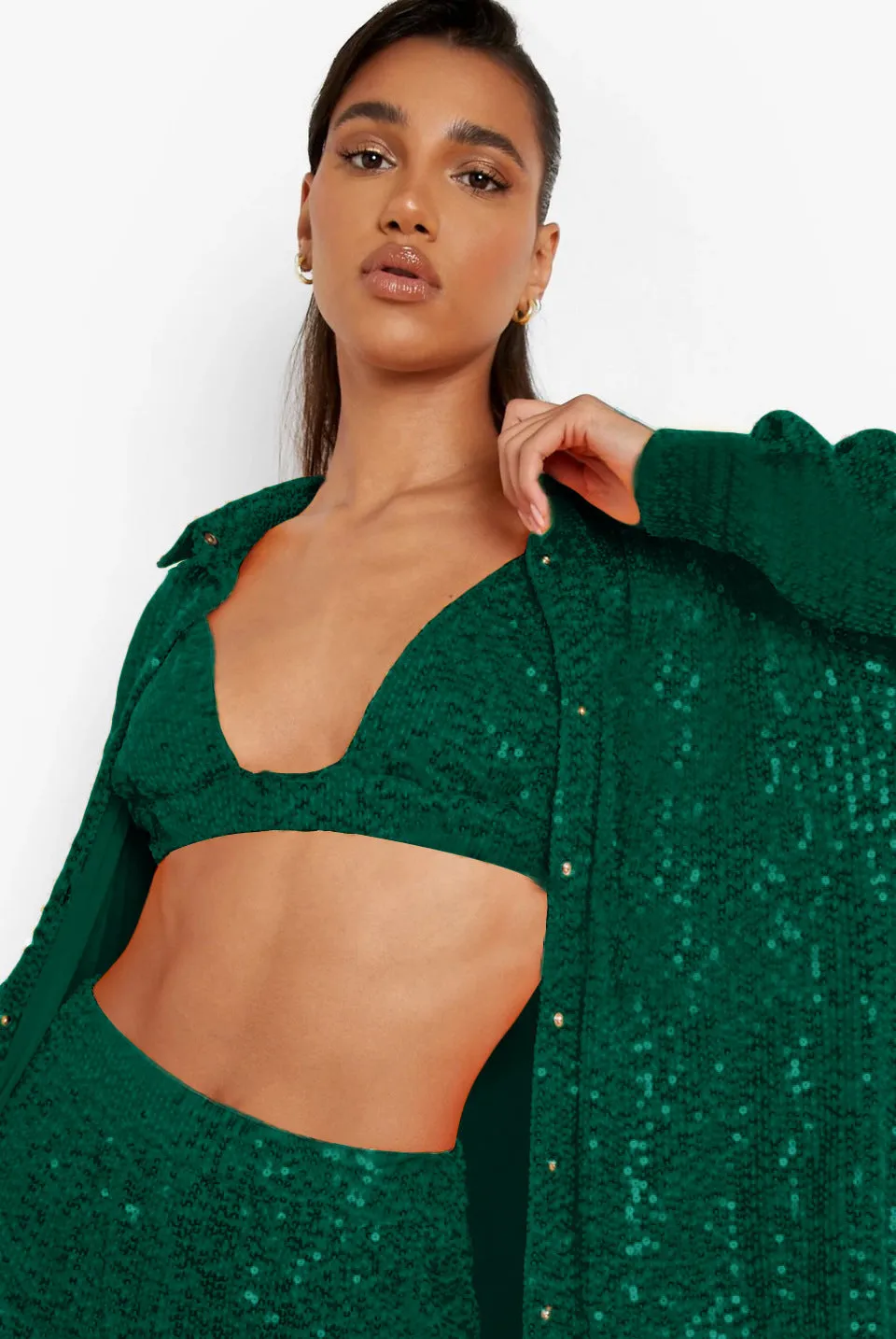 Ladies glitter Paloma blazer trouser set night out outfit
