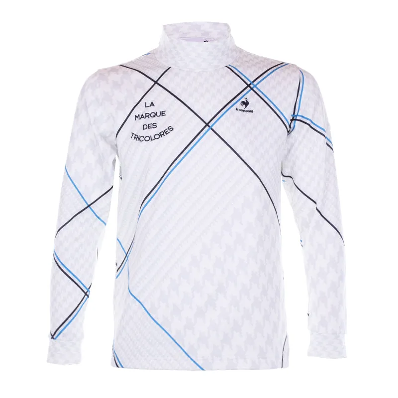 LE COQ SPORTIF GOLF Plaid High Neck Men's Longsleeve Shirt (White)
