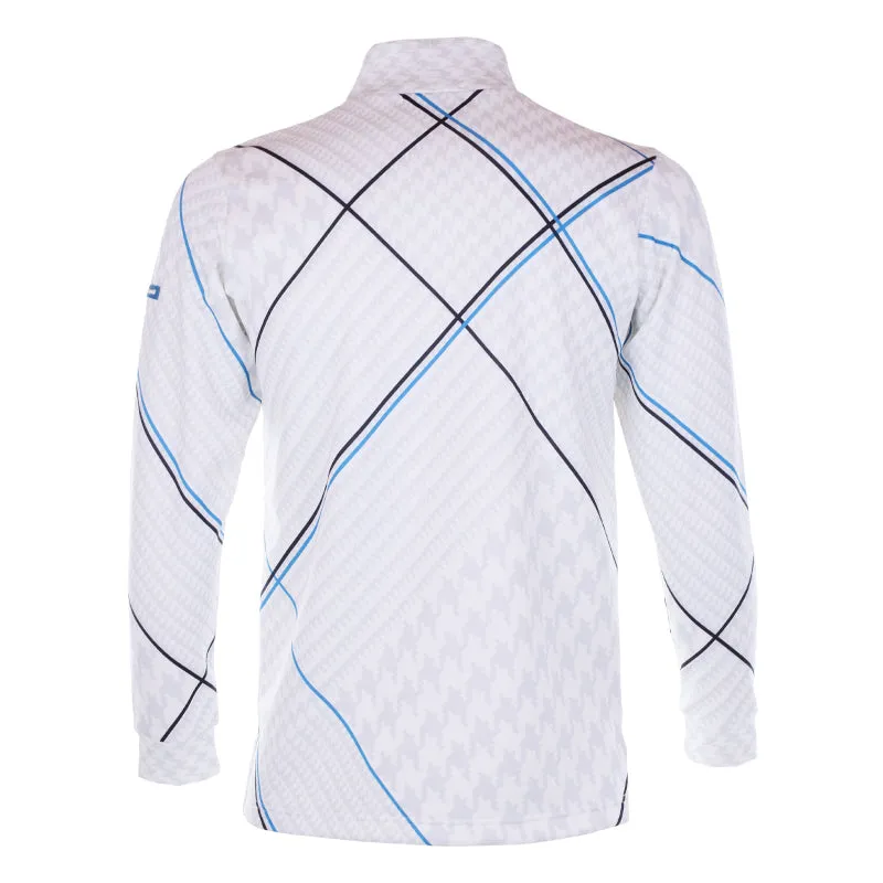 LE COQ SPORTIF GOLF Plaid High Neck Men's Longsleeve Shirt (White)