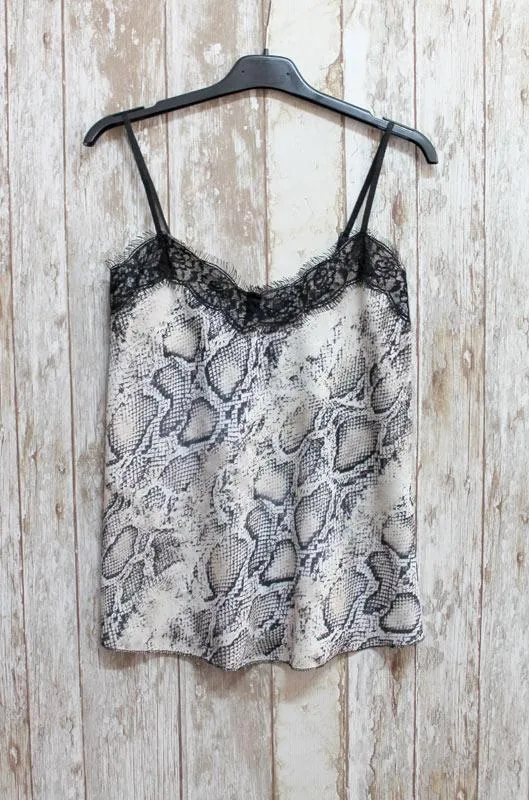 Lencera animal print snake de raso y encaje negro
