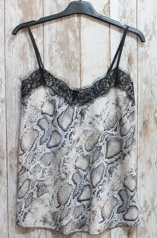 Lencera animal print snake de raso y encaje negro