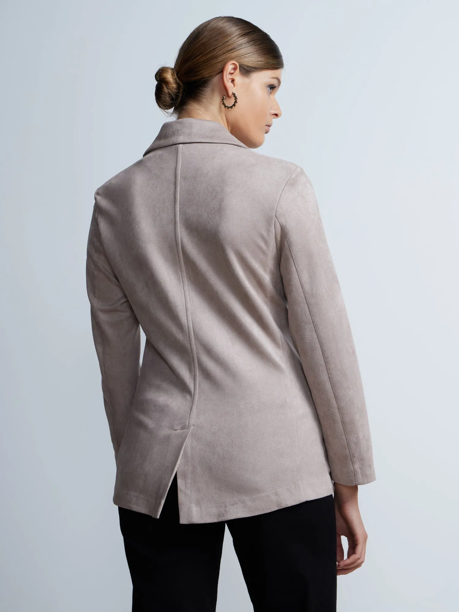 Long Sleeve 2-Button Suede Blazer