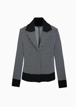 Maurelle – Structured Blazer with Thick Black Trim and Diamond Pattern