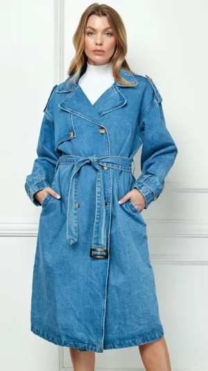 Med Denim Trench Coat