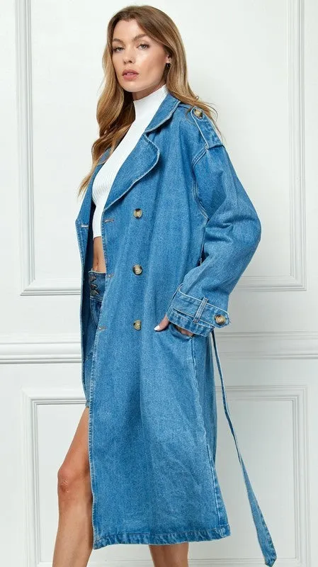 Med Denim Trench Coat
