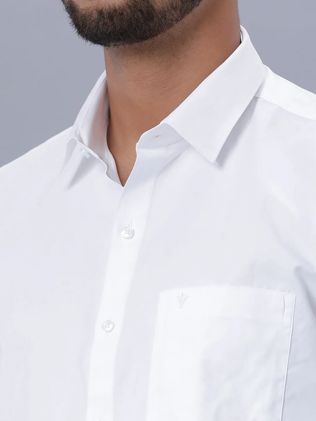 Men Cotton White Full Sleeves Shirt with 1/2'' inch Jari Single Dhoti & Towel Combo