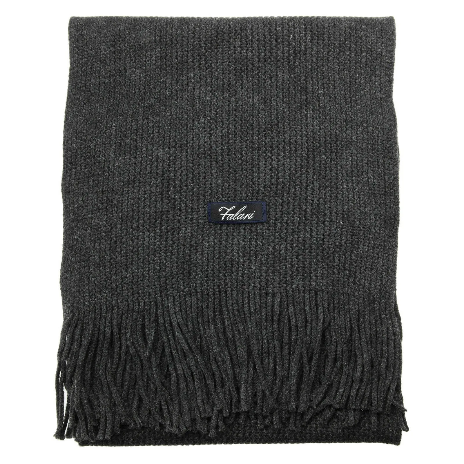 Men Solid Knitted Winter Scarf - Dark Grey