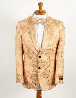 Mens Empire Prom Blazer in Gold Floral Pattern